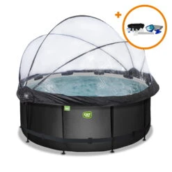 EXIT TOYS EXIT Black Leather Zwembad ø360x122cm Met Zandfilterpomp En Overkapping En Accessoire Set - Zwart