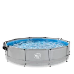 EXIT TOYS EXIT Soft Grey Zwembad ø360x76cm Met Filterpomp En Overkapping - Grijs -Intex Winkel exit soft grey zwembad o360x76cm met filterpomp en overkapping grijs 2