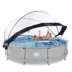 EXIT TOYS EXIT Soft Grey Zwembad ø360x76cm Met Filterpomp En Overkapping - Grijs -Intex Winkel exit soft grey zwembad o360x76cm met filterpomp en overkapping grijs 5