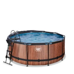 EXIT TOYS EXIT Wood Zwembad ø360x122cm Met Zandfilterpomp En Overkapping - Bruin -Intex Winkel exit wood zwembad o360x122cm met zandfilterpomp en overkapping bruin 2
