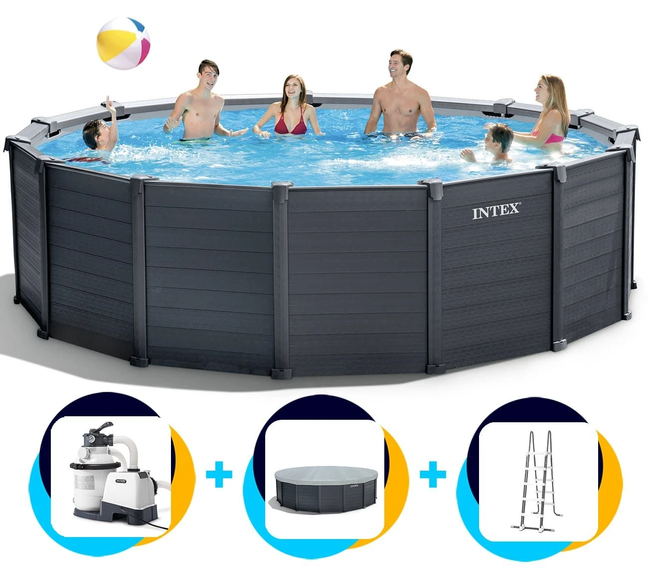 Intex Zwembad Graphite Panel 478 X 124 Cm | Rond 4 Intex Zwembad Graphite Panel 478 X 124 Cm | Rond - Afbeelding 2
